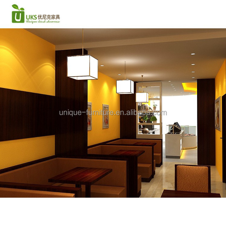 High end coffee shop design modern fast food stall decoration retail cafe bar counter restaurant interior table with chairs