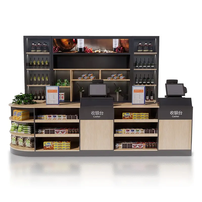 Retail Stores Cash Register Counter Durable Functional Cashier Counter Design Small Supermarket Checkout Counter