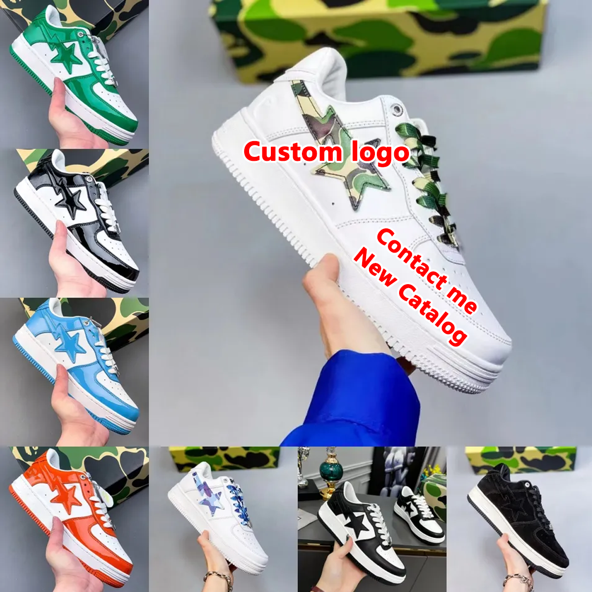 2023 Top Quality Bapesta Shoes Patent Vibe Street Contrast Leather Sneakers Shoes Leather Casual Sneakers