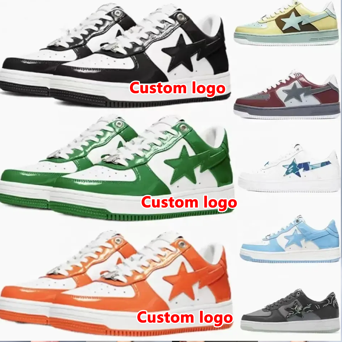 2023 Top Quality Bapesta Shoes Patent Vibe Street Contrast Leather Sneakers Shoes Leather Casual Sneakers