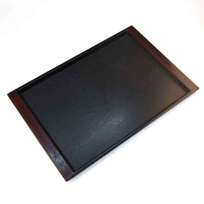 Wholesale Cheap Durable Wooden Grain Rectangle Plastic Serving Trays For Restaurant Hotel