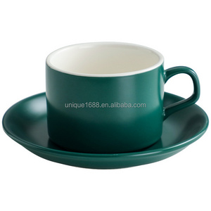 Wholesale 220ml Various Colors Ceramic Tea Espresso British Coffee Cup and Saucer