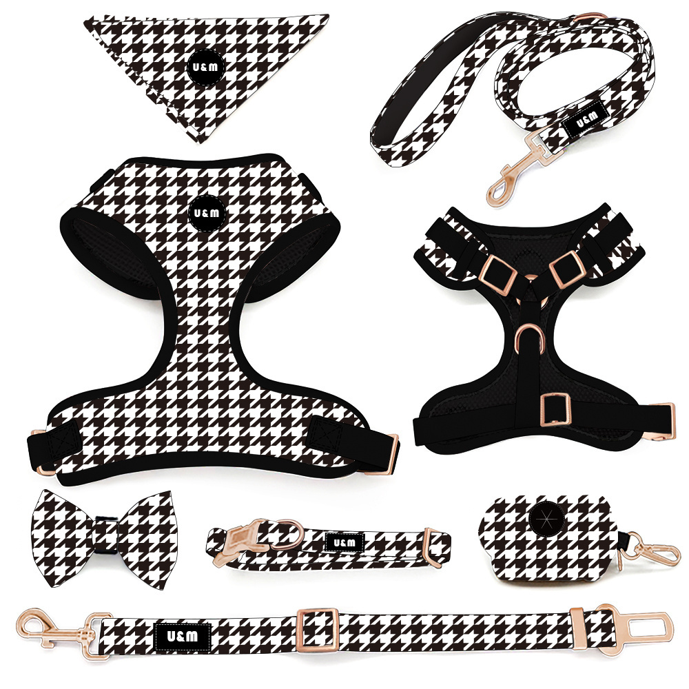 Fashion Grid Style Custom Design Adjustable Designer Neoprene No Pull Chest Dog Vest Harnesses