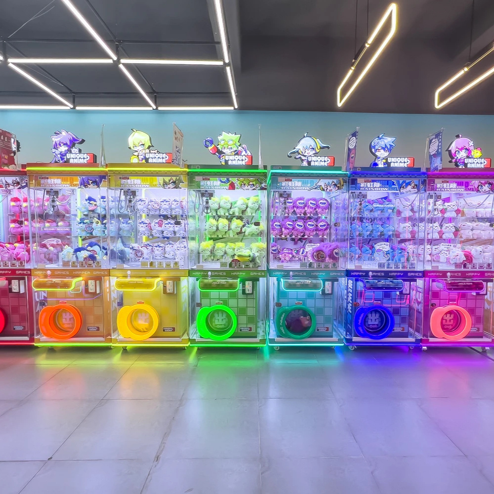 Rainbow Sugar Arcade Claw Dolls Vending Cheap Dolls Catcher Games Machine Coin Operated Toy Arcade Crane Claw Machine