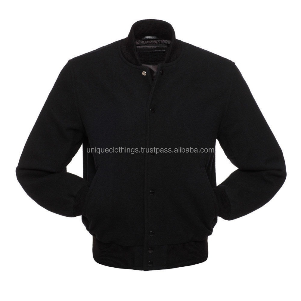 wholesale blank varsity jackets, Black wool varsity jackets