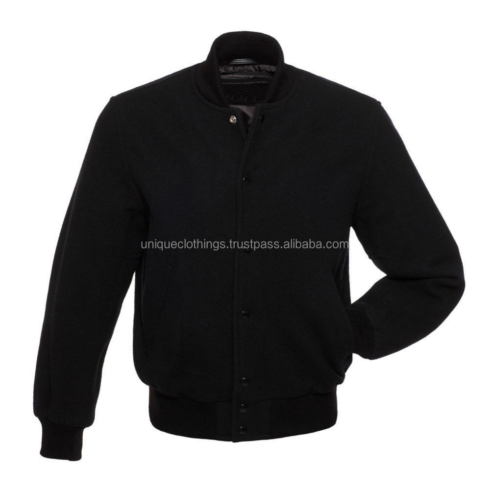 wholesale blank varsity jackets, Black wool varsity jackets