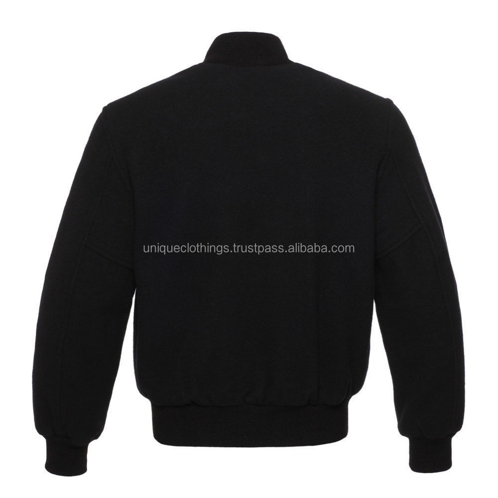 wholesale blank varsity jackets, Black wool varsity jackets