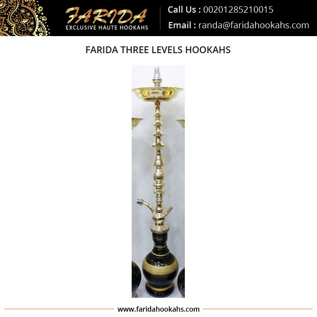 Quality Hookahs Tall Farida Gold Solid Brass Hookahs