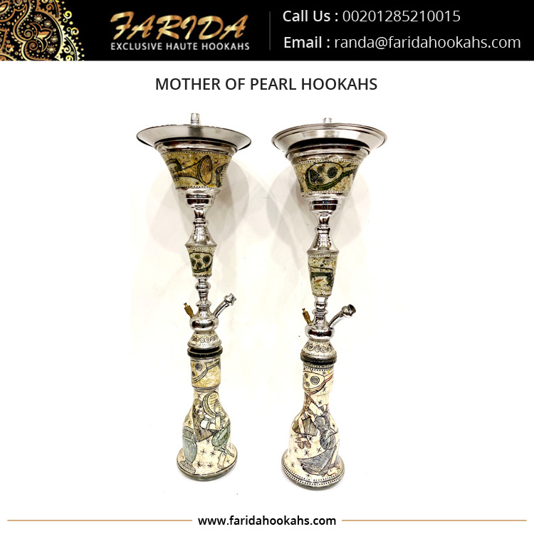 2022 Hot Sale Unique Style Egyptian Luxury Stainless Steel Intricate Mother of Pearl Decoration Hookahs