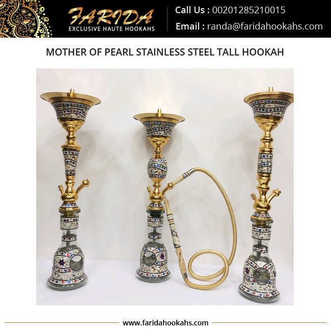 Mother of Pearl Stainless Steel Tall Hookah