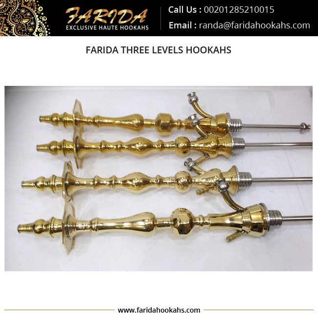 Quality Hookahs Tall Farida Gold Solid Brass Hookahs