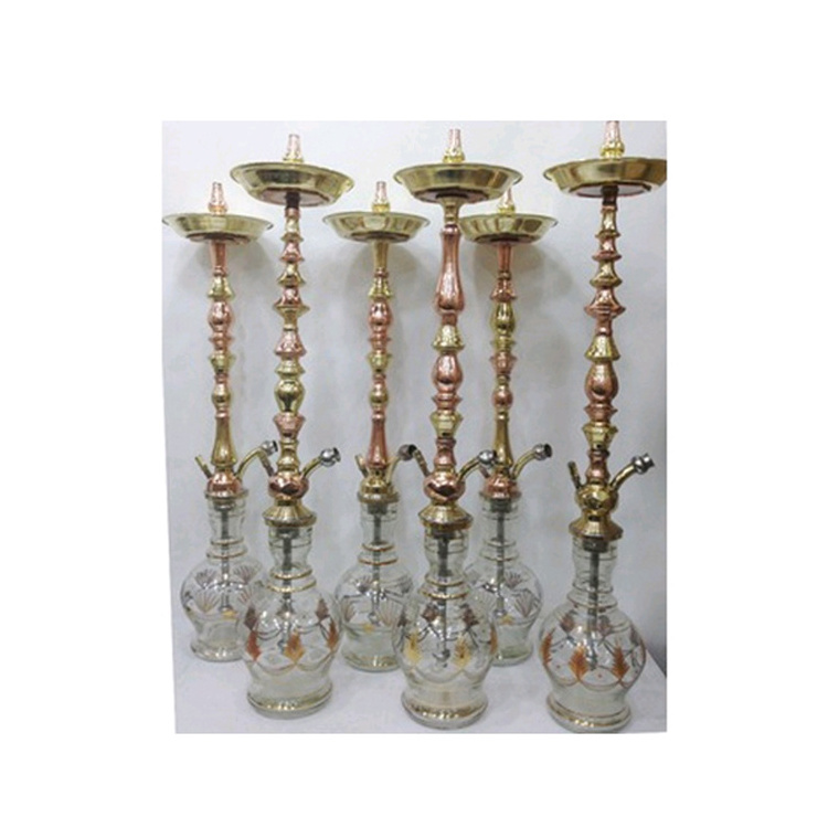 Full Set Different Brass Colors Hookahs Tall Three Levels Smoking Glass or Brass Two Meters Washable Hose Lacquer