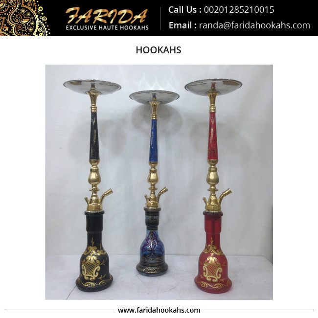 Full Set Different Brass Colors Hookahs Tall Three Levels Smoking Glass or Brass Two Meters Washable Hose Lacquer