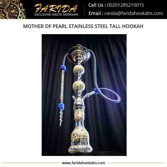 Mother of Pearl Stainless Steel Tall Hookah