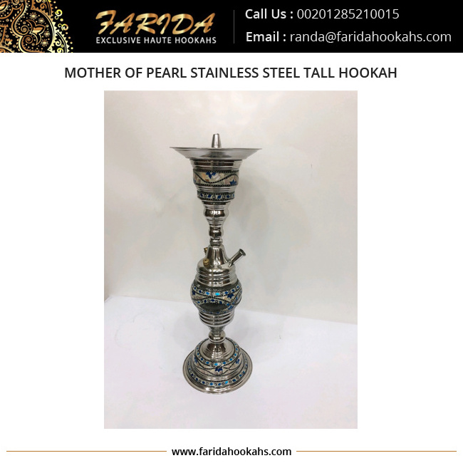 Mother of Pearl Stainless Steel Tall Hookah