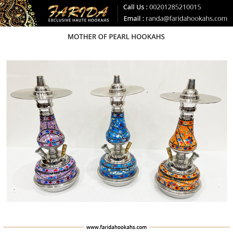 2022 Hot Sale Unique Style Egyptian Luxury Stainless Steel Intricate Mother of Pearl Decoration Hookahs