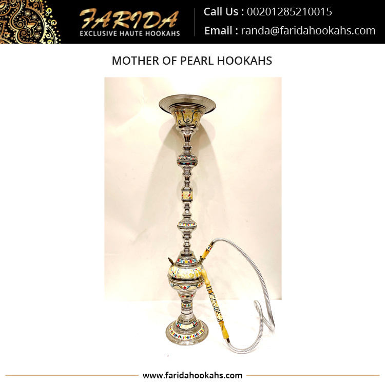 2022 Hot Sale Unique Style Egyptian Luxury Stainless Steel Intricate Mother of Pearl Decoration Hookahs