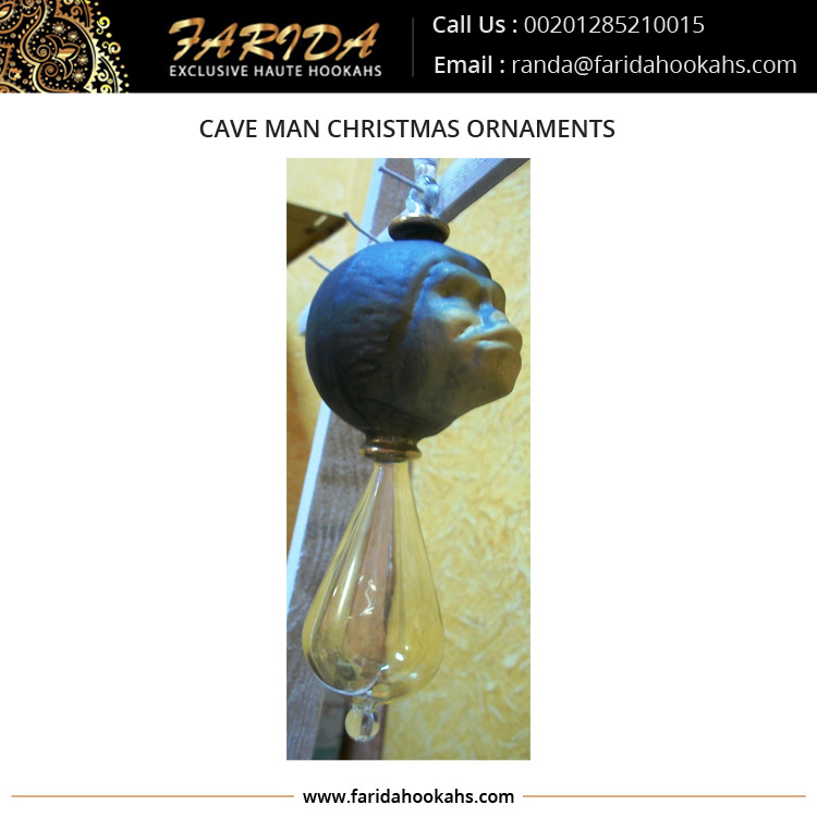 Hot Selling Unique Design Luxury Glass Tree Handmade Egyptian Cave Man Christmas Ornaments