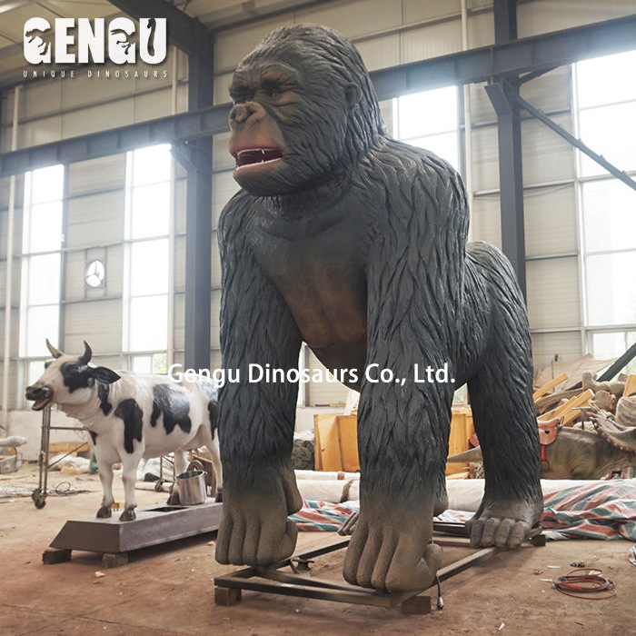 Vivid Robotic Animal Model Gorilla Statues For Sale