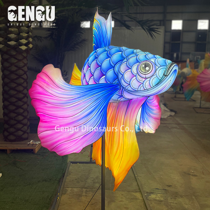 High Quality Handmade Lifelike Fish Latern Outdoor Animal Lantern For Festival