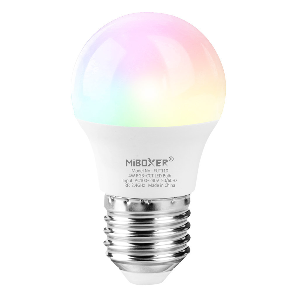 World Uniqueen Hot selling FUT110 4W RGB+CCT LED Bulb (2.4G)  e27 e14 led rgb  bulb in door smart led light bulb