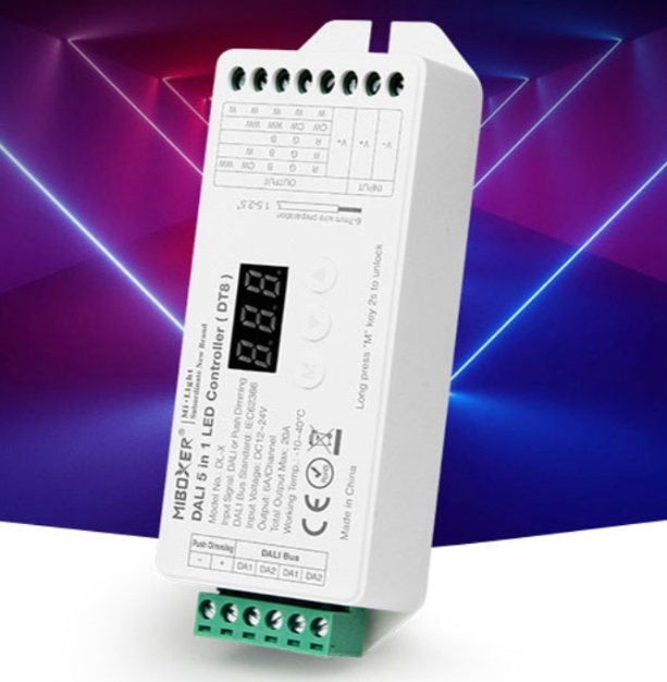 Miboxer DL-X 5 in 1 DALI LED Controller (DT8)  DC12~24V 20A RGB+CCT Dali Dimmer