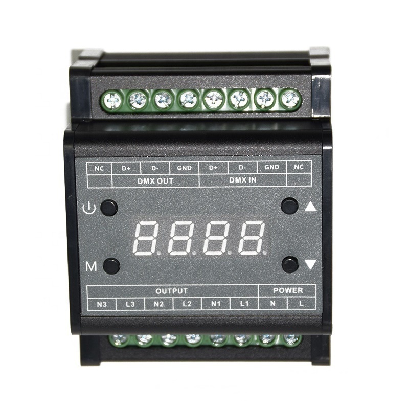 DMX Triac Dimmer DMX302 AC Triac DMX Dimmer 110V 220V Trailing Edge Dimming DMX Dimmer 3 Channel Manual SWITCH CE & Rohs 1-year