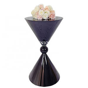 High Quality Wedding Party Bar Table Luxury Black Stainless Steel Round Cocktail Table For Party Event Hotel