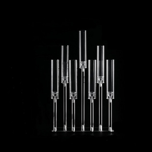 8 Arms LED Clear Candlesticks Holder for Christmas Decorations, Tall Acrylic Candelabra Candle Holder with Shade for Events