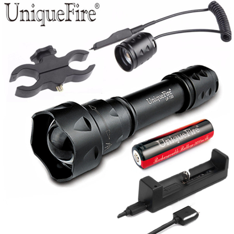 Uniquefire Red Green White T-20 Hunting Led Waterproof Powerful Led Rechargeable Long Range Flashlights & Torches