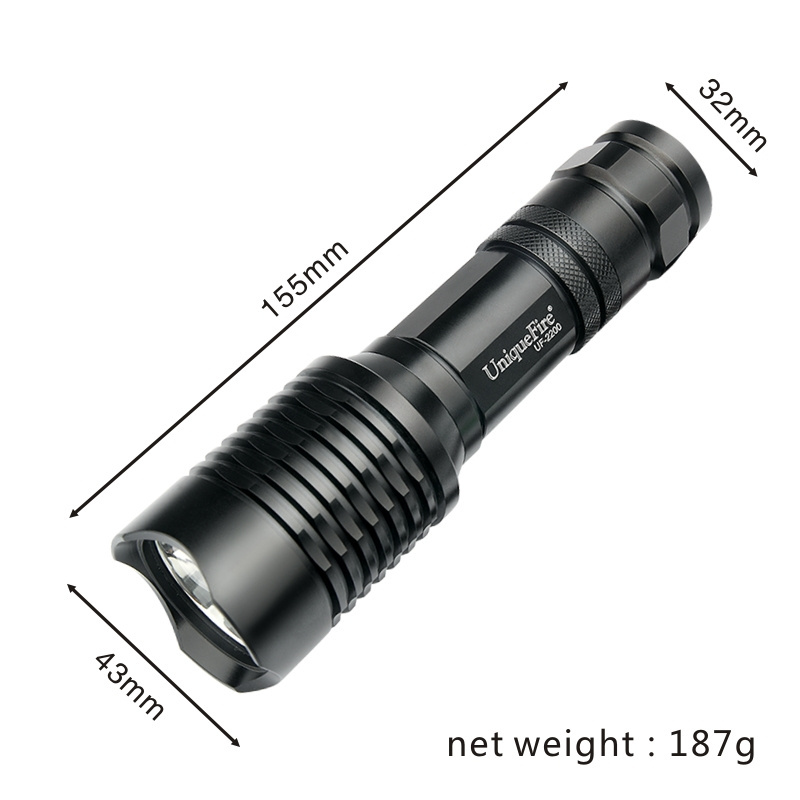 UniqueFire UF-2200 XHP70 LED 26650 battery high lumen powerful flashlight for camping