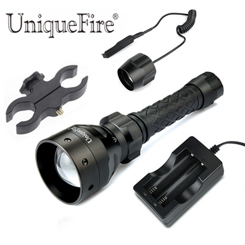 UniqueFire 1406 IR 850nm Light Flood Spot Light Hunting Telescopic Focusing Infrared LED Flashlight