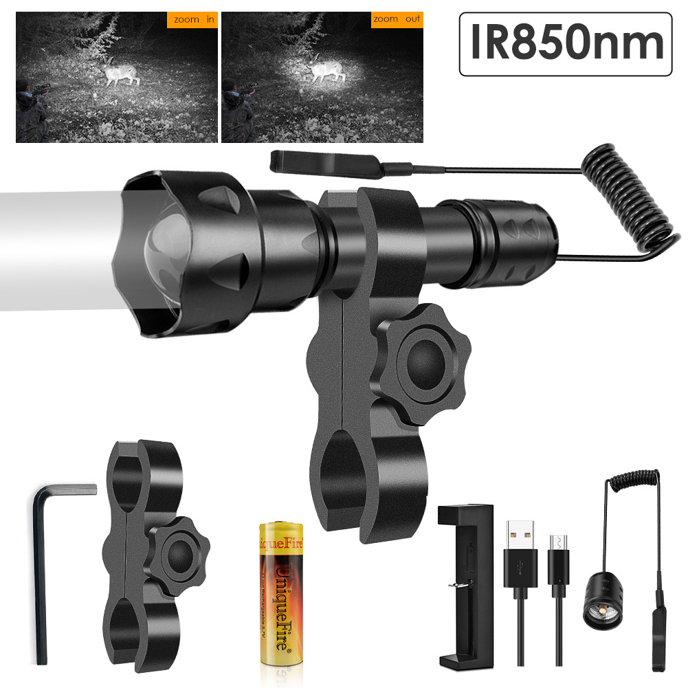 UniqueFire uf-t20 ir 5w SFH 4725AS 940nm infrared 200M IR illuminator hunting flashlight