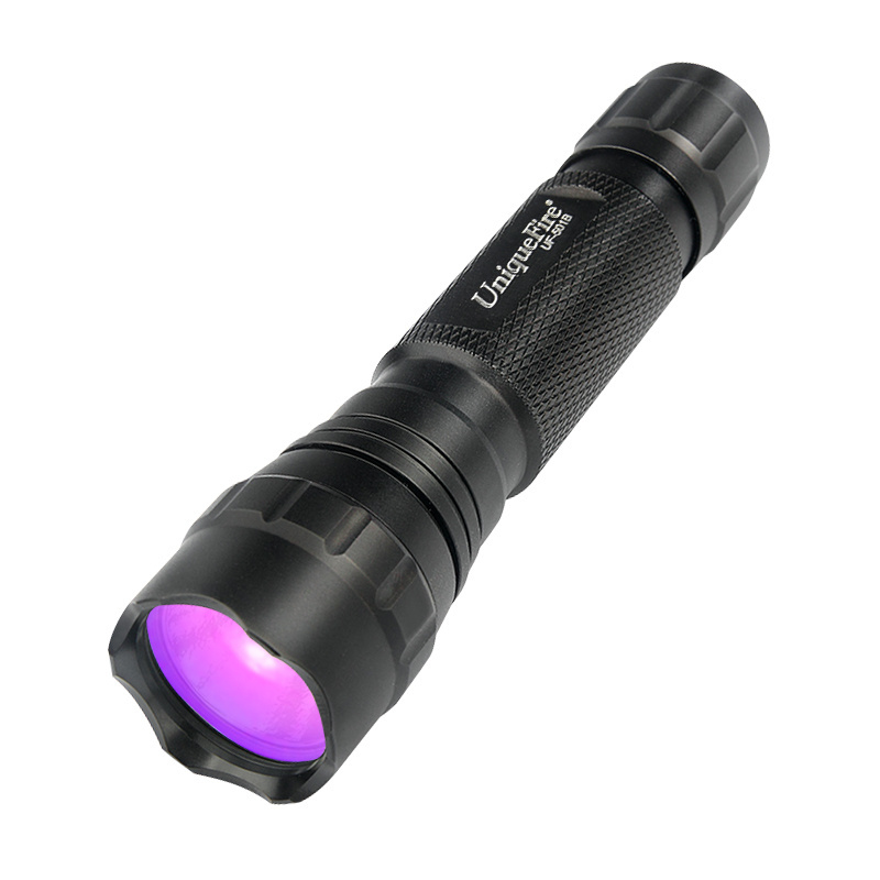 3W 365nm UV UniqueFire UF-501B Black Glasses Rechargeable Light  UV Torch For Resin Detect