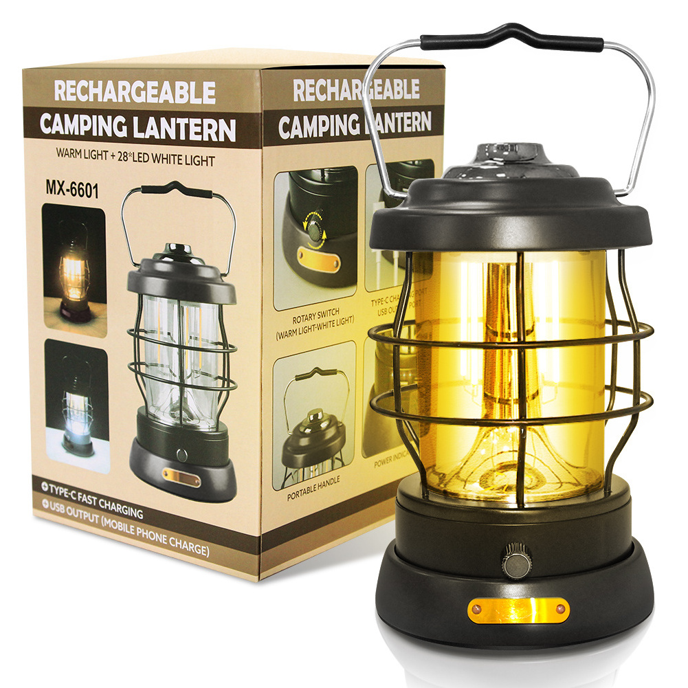 2023  2In1 Outdoor Hand Hold Portable Usb Fishing Tent Retro Hanging Vertical Led Night Camping Light Lamp