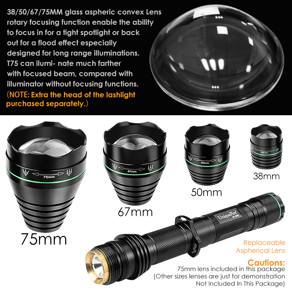 1508-75 75mm aspheric lens 850nm infrared LED long distance zoomable Night vision ir hunting flashlight