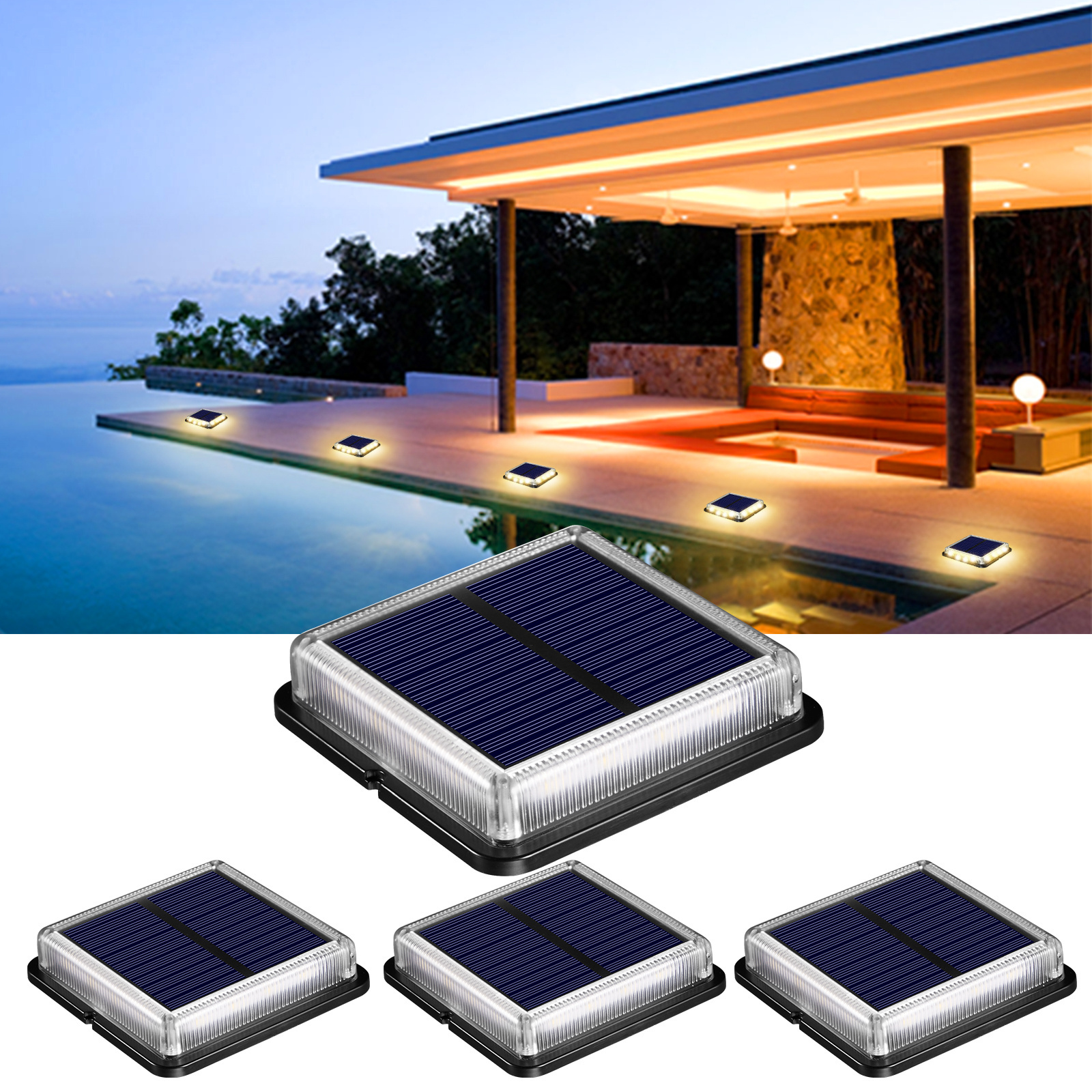 Solar Deck Ground Driveway Walkway Dock Light Solar Powered Outdoor Stair Step Pathway LED Lamp for Backyard Patio Garden