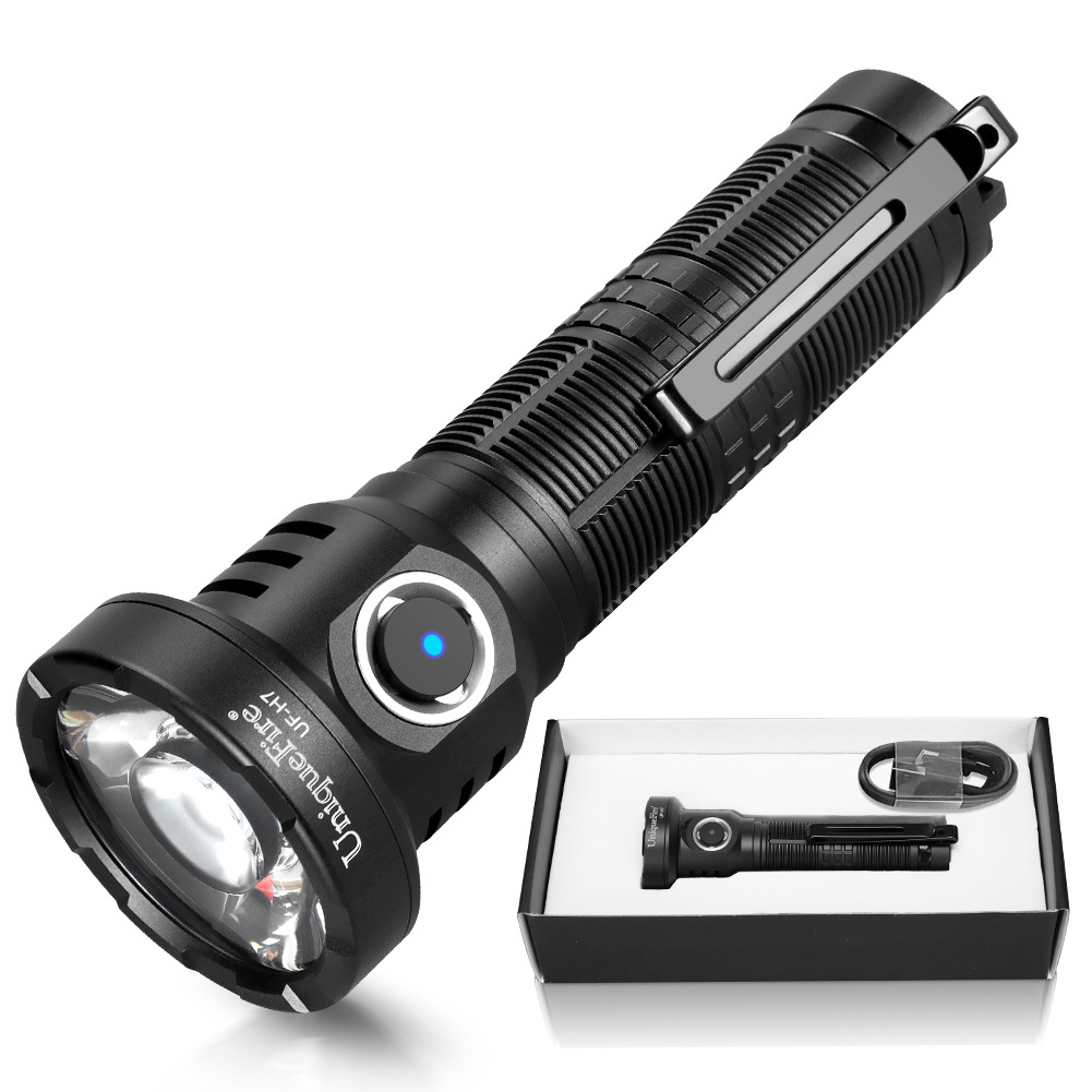 UniqueFire Rechargeable Super Bright Tactical  SFT-40 LED USB-C Outdoor Camping Hunting Torch Flashlight with Clip and Battery