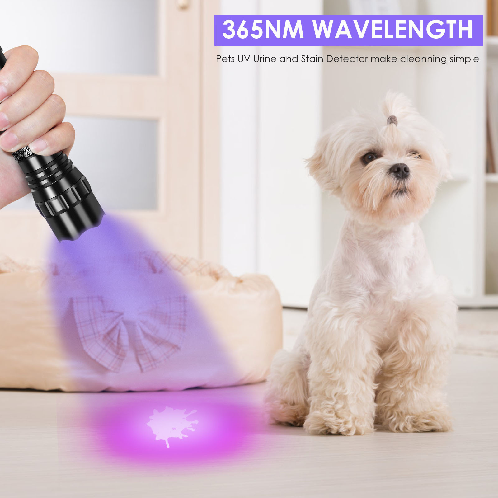 UniqueFire Inspection Rechargeable Mini Handheld 395nm 365nm Blacklight Zoomable Ultraviolet Pet Urine Detector UV Flashlight