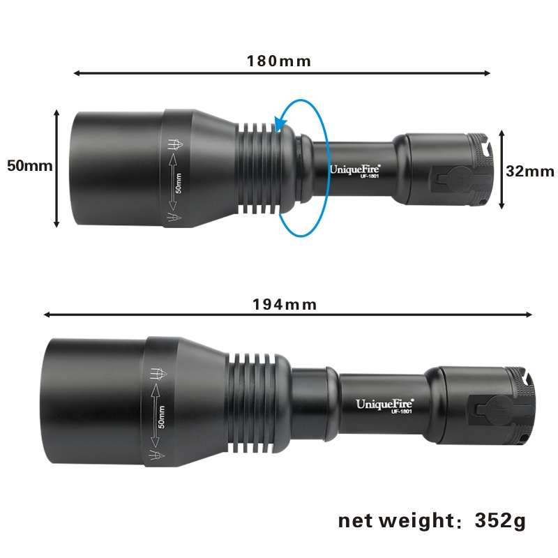 Xm-L2 1200Lm Super Bright Zoomable Powerful Tactical Led Pocket Brightenlux Rechargeable Hunting Flashlights & Torches