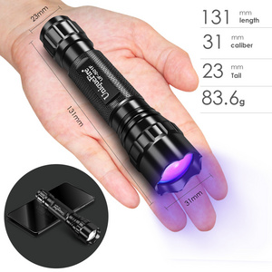 UniqueFire Inspection Rechargeable Mini Handheld 395nm 365nm Blacklight Zoomable Ultraviolet Pet Urine Detector UV Flashlight