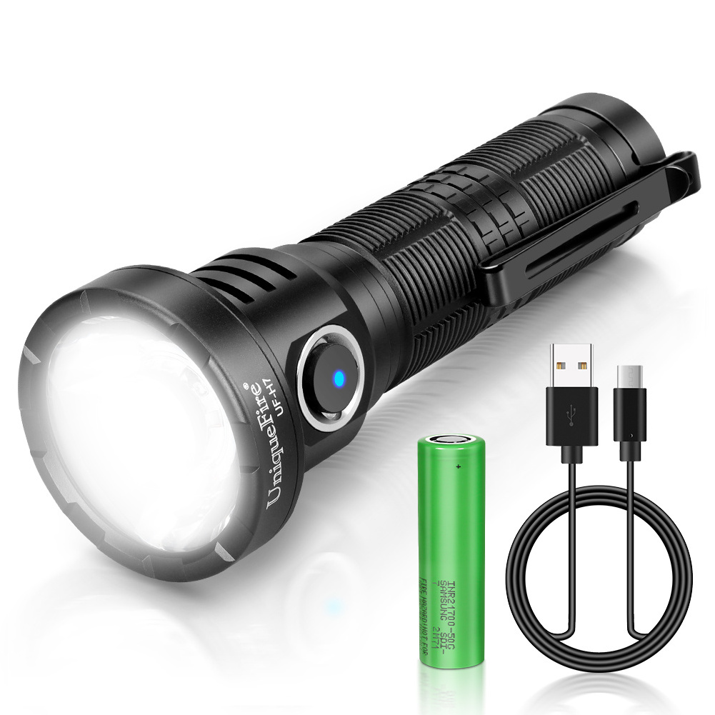 UniqueFire Rechargeable Super Bright Tactical  SFT-40 LED USB-C Outdoor Camping Hunting Torch Flashlight with Clip and Battery