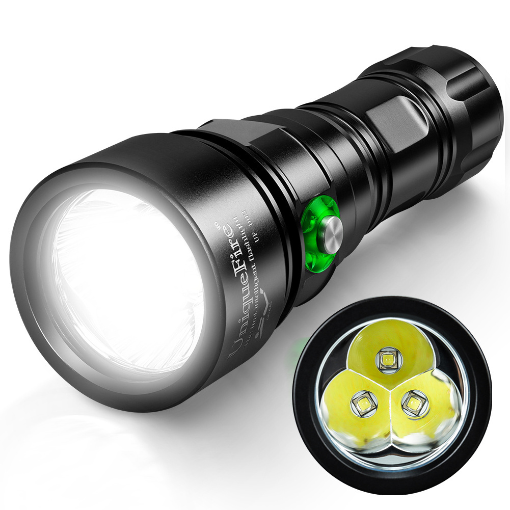 UniqueFire 3000 Lumens with 3 LEDs Rechargeable Professional Underwater 100meters Torch Diving Flashlight