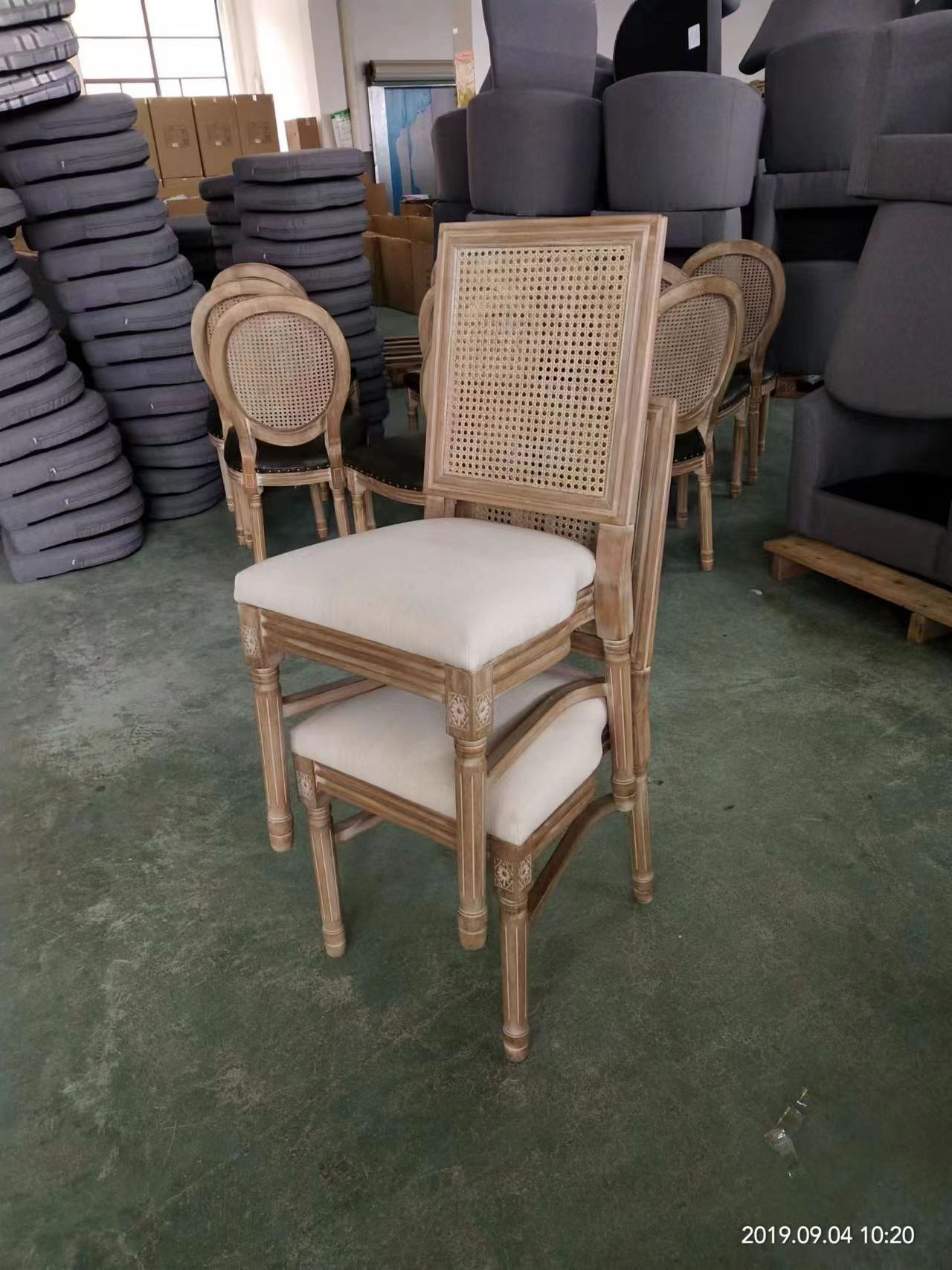 Louis chair with square back rattan web seat removable and stackable for event party rentals