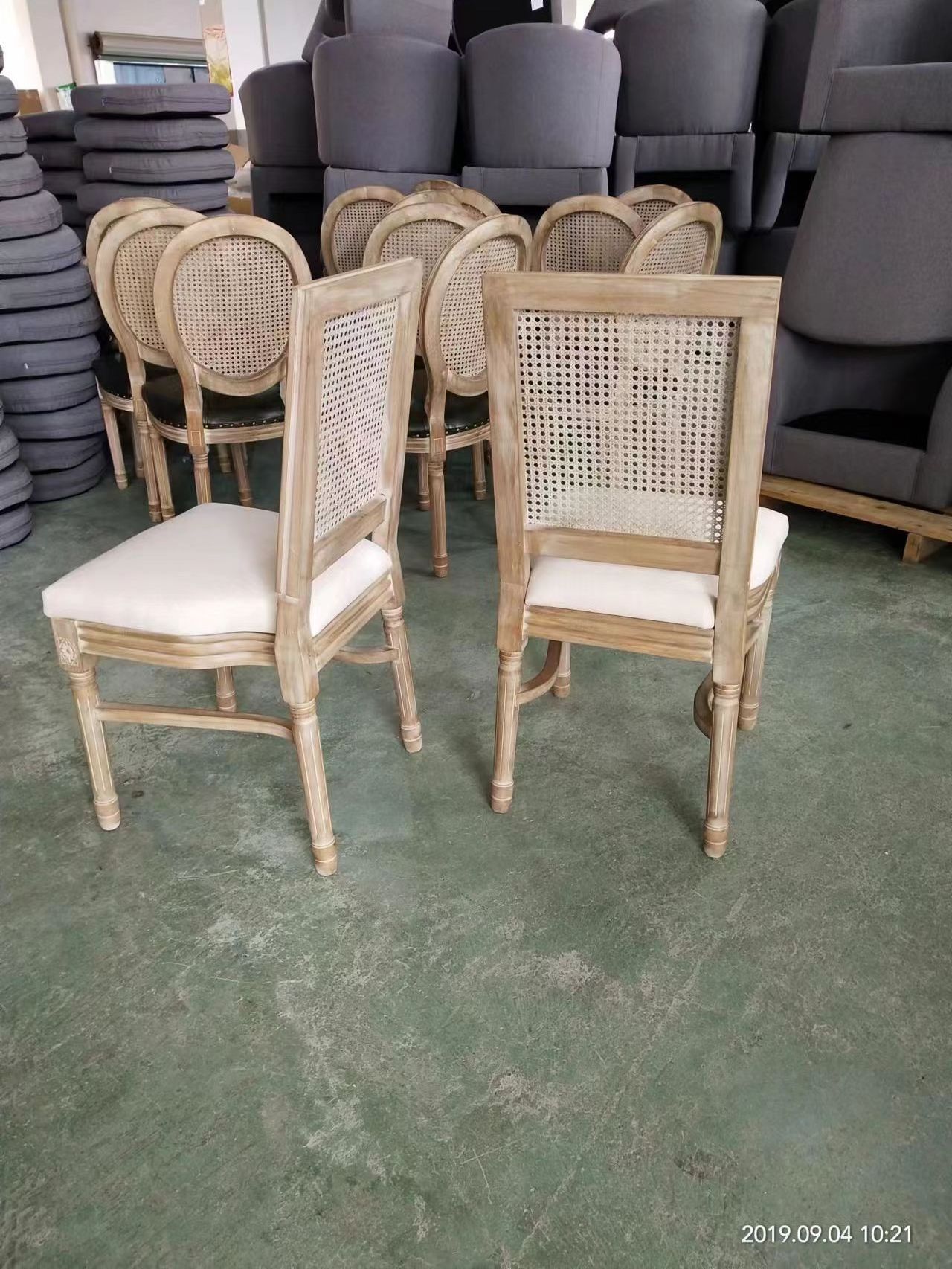 Louis chair with square back rattan web seat removable and stackable for event party rentals