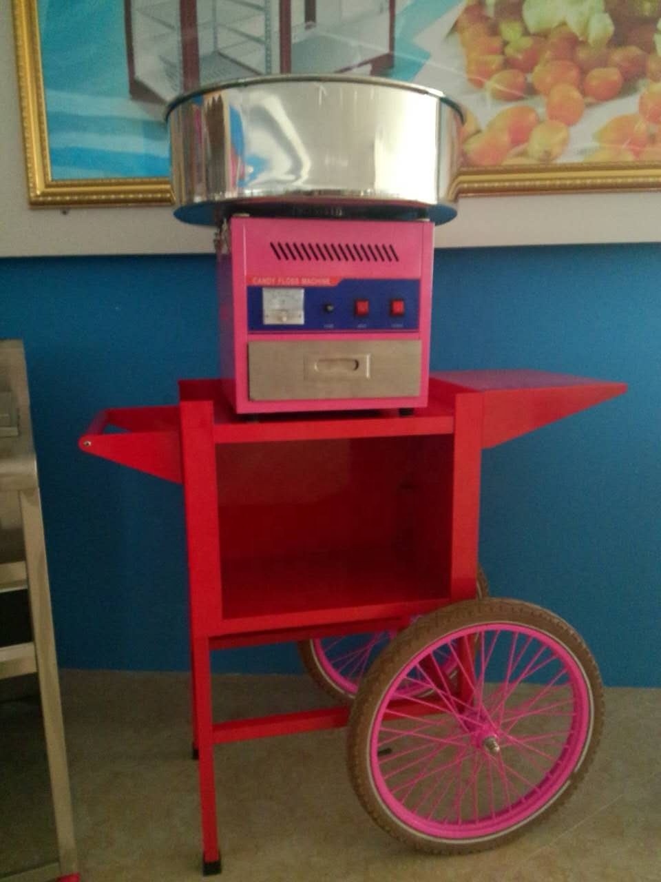 Popcorn Cart set for Popcorm Cotton Candy Floss Snack Food display showcase and movement Cart for storage