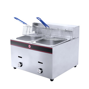 Commercial Gas Double Deep Fryer Gas Type Price Food Shop 2 tank 2 basket Fryers