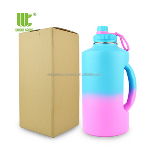 Half Gallon 64oz Water Bottle Big Leak Proof Flask Chug Lid Vacuum Insulated Stainless Steel Metal Thermal Bottles With Handle