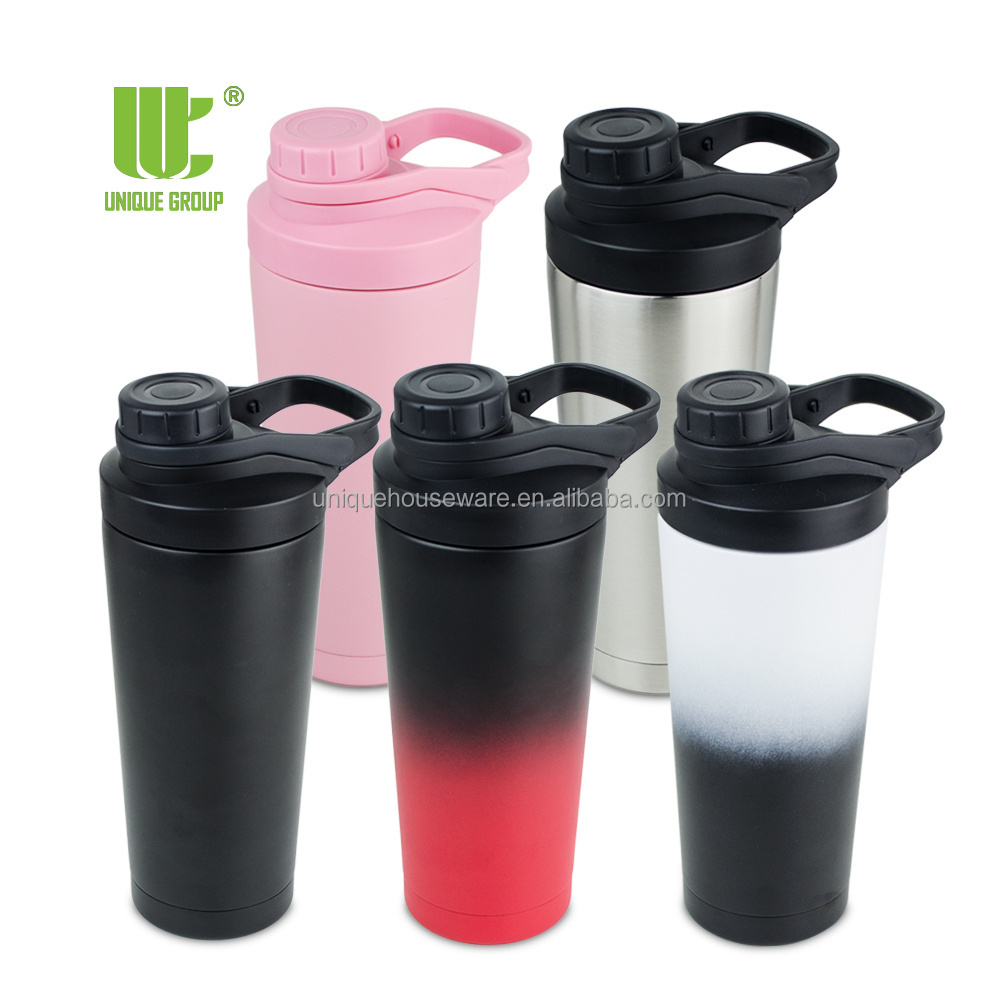 UNIQUE GROUP 25oz 750ml Stainless Steel Vacuum Insulated Shaker Cup Gym Protein Shaker Bottle with Mixer Ball