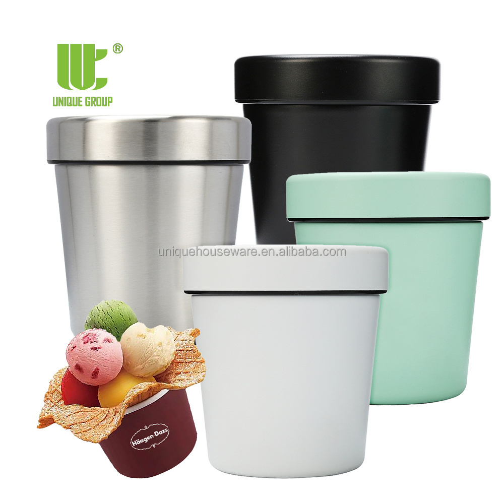 16oz Stainless Steel Vacuum Insulated Double Wall Ice Cream Pint Cooler Ice Cream Canteen Tumbler Container